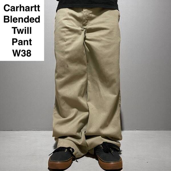 Carhartt カーハート リラックスフィット ツイルワークパンツ w38 l32 古着 極太パンツ カーキ ベージュ オーバーサイズ 中古品 ボトムス