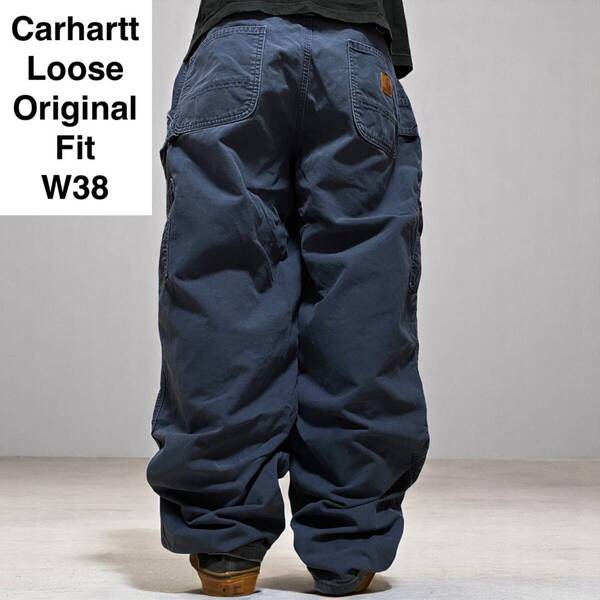 Carhartt カーハート ルーズオリジナルフィット ペインターパンツ ワークパンツ w38 l32 古着 極太パンツ 紺 ネイビー オーバーサイズ