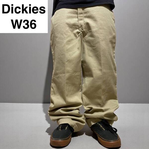 Dickies ディッキーズ ワークパンツ w36 l32 カーキ ベージュ 古着 オーバーサイズ 極太パンツ メンズ ディッキース ビッグサイズ