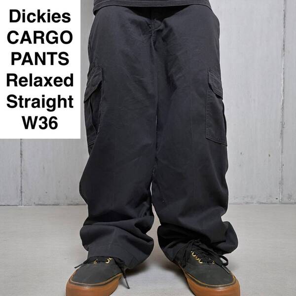 Dickies ディッキーズ フレックス リラックスストレート カーゴパンツ ワークパンツ w38 l30 黒 ブラック 古着 ディッキース FLEX メンズ