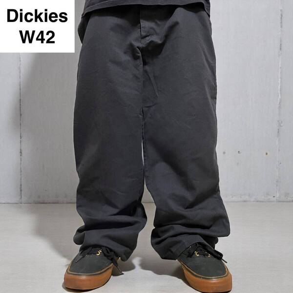 Dickies ディッキーズ ワークパンツ w42 黒 ブラック 古着 極太パンツ オーバーサイズ メンズ ビッグサイズ ディッキース ボトムス 中古品
