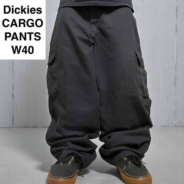 Dickies ディッキーズ カーゴパンツ ワークパンツ w40 l32 黒 ブラック 極太パンツ 古着 メンズ オーバーサイズ ディッキース ボトムス