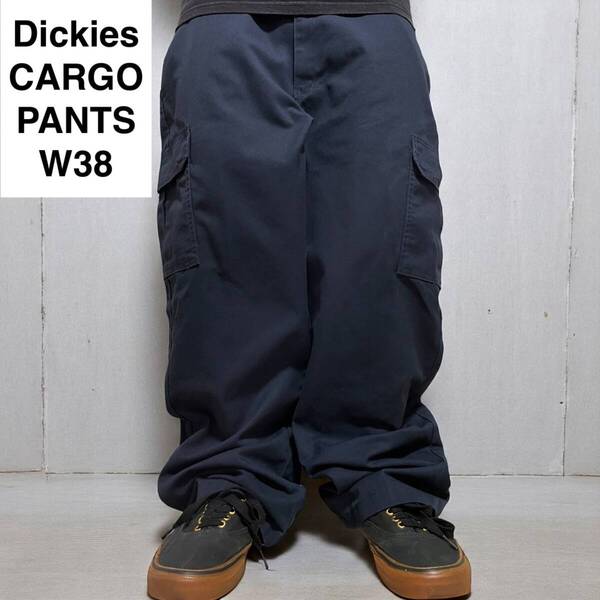 Dickies ディッキーズ カーゴパンツ ワークパンツ w38 紺 ネイビー 極太パンツ 古着 メンズ ボトムス ディッキース オーバーサイズ LP600NV
