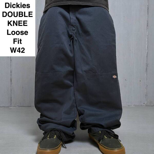 Dickies ディッキーズ ルーズフィット ダブルニー ワークパンツ w42 l32 紺 ネイビー 古着 極太パンツ メンズ ディッキース loose fit