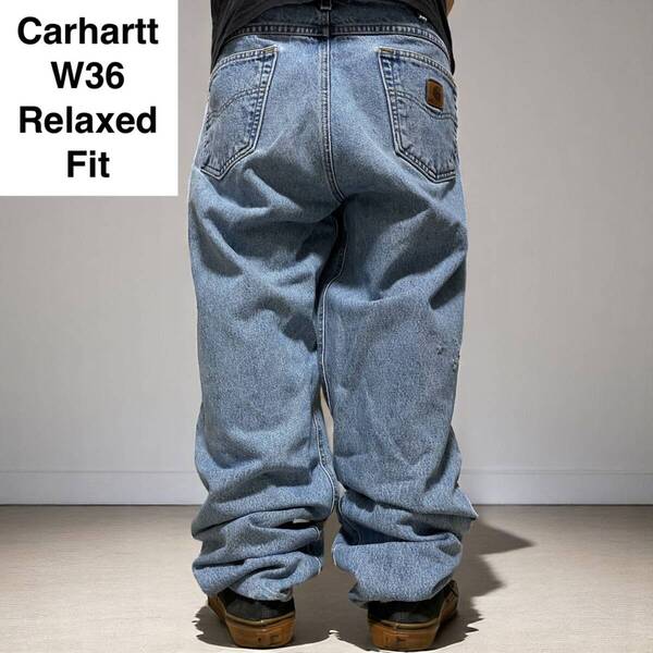 Carhartt カーハート リラックスフィット w36 l32 ジーンズ 古着 極太デニム 革タグ ジーパン Gパン メンズ オーバーサイズ Relaxed Fit