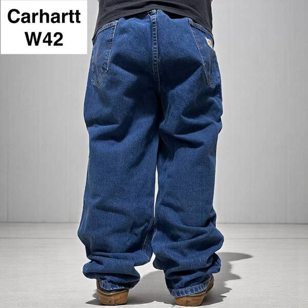 メキシコ製 Carhartt FR カーハートFR デニム w42 l30 ジーンズ 古着 極太デニム ブルー 青 ジーパン Gパン オーバーサイズ ビッグサイズ