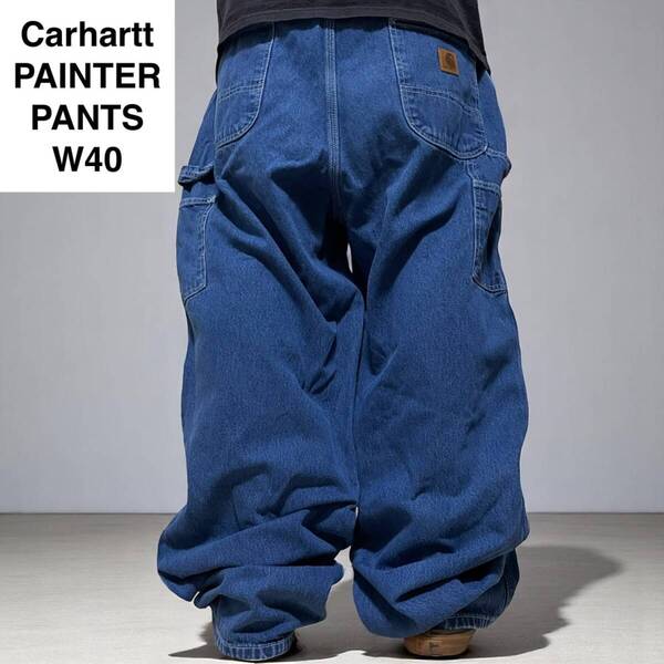 メキシコ製 Carhartt カーハート デニムペインターパンツ w40 l32 ジーンズ ジーパン Gパン 古着 ブルー 青 革タグ 極太デニム メンズ