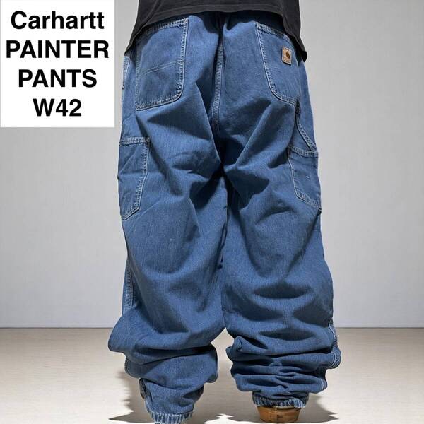 メキシコ製 Carhartt カーハート デニムペインターパンツ w42 l32 ジーンズ 古着 ブルー 極太デニム 青 カーペンターパンツ ジーパン