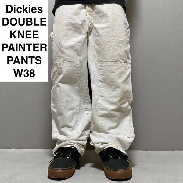 Dickies ディッキーズ ダック地 ダブルニー ペインターパンツ ワークパンツ w38 l30 ホワイト 古着 白 ディッキース メンズ 極太パンツ
