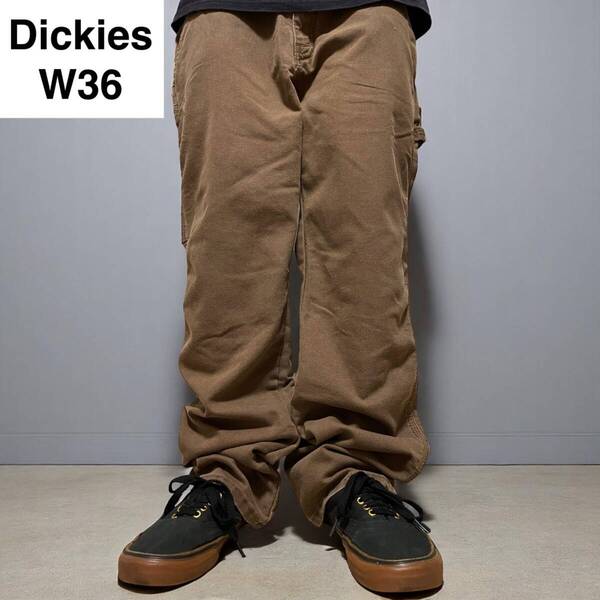 Dickies ディッキーズ ダック地 ペインターパンツ ワークパンツ w36 l32 古着 茶色 ブラウン ディッキース カーペンターパンツ メンズ
