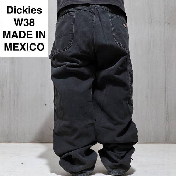 メキシコ製 Dickies ディッキーズ ダック地 ペインターパンツ w38 l30 黒 ブラック 古着 ワークパンツ ディッキース 極太パンツ ダック生地