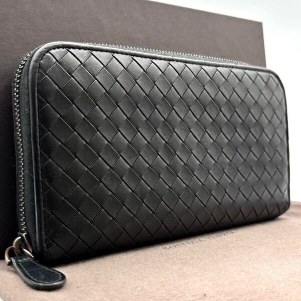 k2 ボッテガヴェネタ 長財布 ブラック イントレチャート ラウンドファスナー bottega veneta