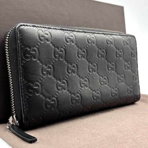 l36 gucci グッチ 長財布 ブラック グッチシマレザー ラウンドファスナー
