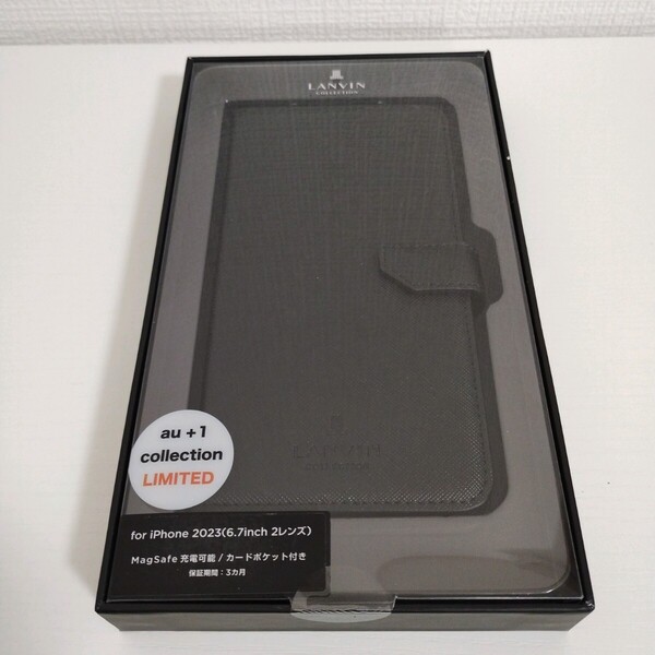 ☆新品未使用☆ LANVIN COLLECTION ランバン コレクション iPhone15 Plus スマホケース R23C039K ブラック 手帳型ケース 送料無料