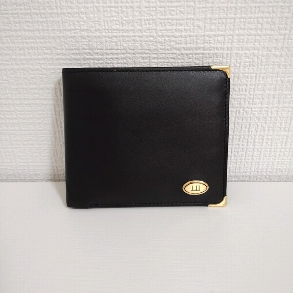 dunhill ダンヒル 二つ折り財布 ブラック レザー 小銭入れあり メンズ ウォレット 黒 二つ折り 送料無料