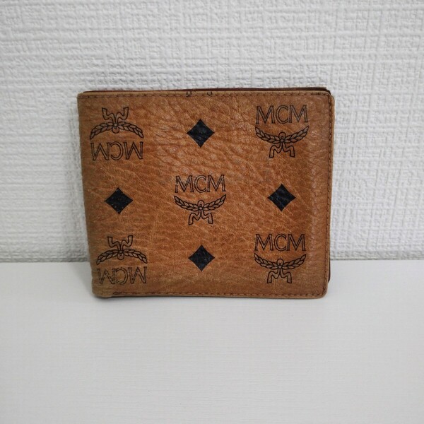 MCM エムシーエム 二つ折り 財布 小銭入れあり ブラウン レザー モノグラム メンズ ウォレット 送料無料