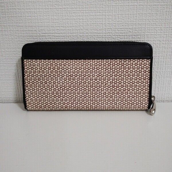 ☆美品☆日本製 印伝 長財布 ラウンドファスナー 革 レザー 鹿革 白×赤 新子桜 漆 小銭入れあり ロングウォレット レディース 送料無料