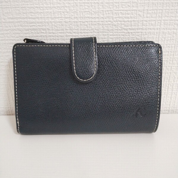 Kitamura キタムラ 二つ折り財布 L字ファスナー ネイビー レザー 小銭入れあり ウォレット レディース 財布 送料無料