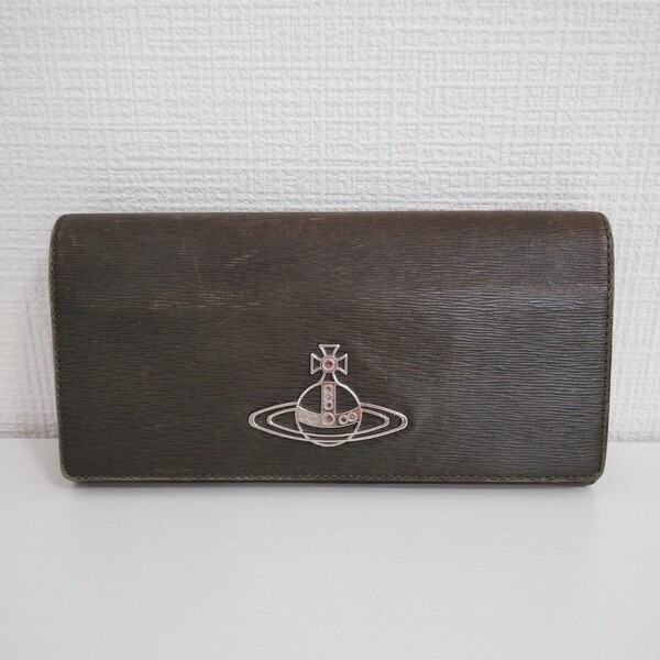 Vivienne Westwood ヴィヴィアンウエストウッド 長財布 レザー ダークブラウン系 小銭入れあり ロングウォレット メンズ 財布 送料無料
