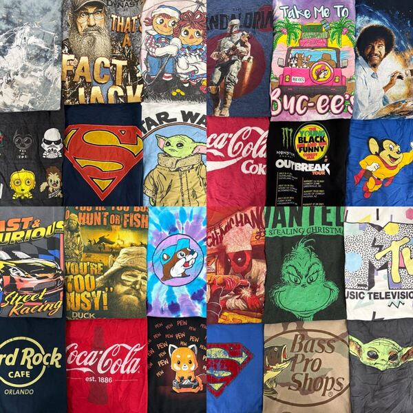 USA古着卸 まとめ売り ⑨アニメ キャラクター カンパニー ムービーTシャツ 24枚 ベール アソート コカコーラ グリンチ アメコミ マーベル