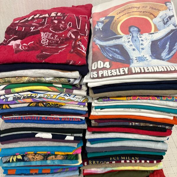 USA古着卸 まとめ売り ①ビンテージTシャツ 76枚 ベール アソート 80/90/00年代 アメリカ製 シングルステッチ FRUIT HANES RUSSELL