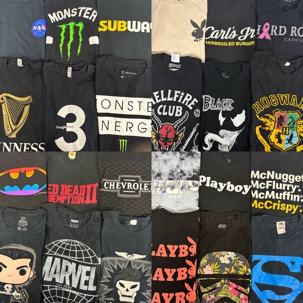 USA古着卸 まとめ売り 12 アニメ キャラクター カンパニーTシャツ 24枚 ベール アソート マーベル プレイボーイ 企業 バットマン