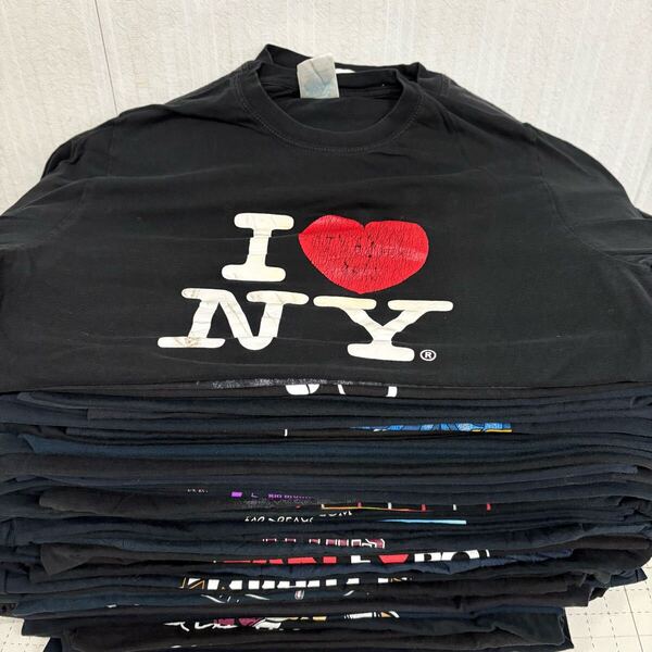 USA古着卸 まとめ売り ③ブラックプリントTシャツ A品 80枚 ベール アソート カレッジ 企業 ロゴ 英文字 MLB 黒