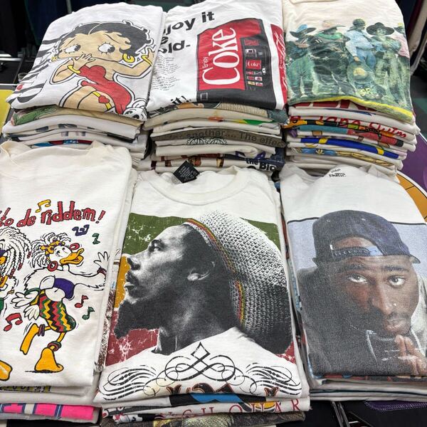 USA古着卸 まとめ売り 50 グッドレギュラー白Tシャツ ビンテージミックス 74枚 ホワイト AB〜B品 米国製 アメリカ 80s 90s
