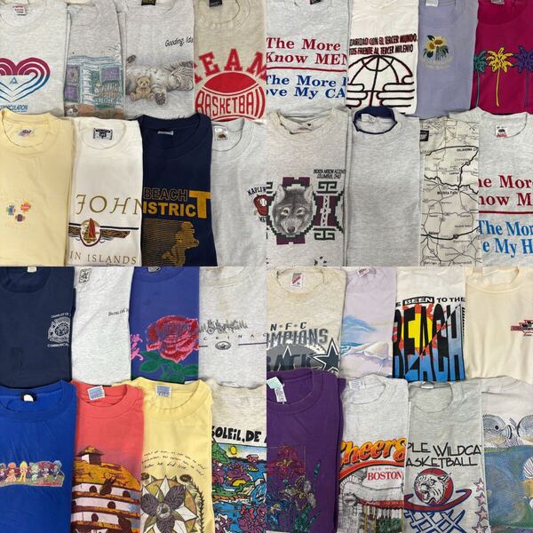 USA古着卸 まとめ売り ⑨ビンテージTシャツ A/ABミックス 32枚 ベール アソート 白 アッシュグレー プリント 米国製 アメリカ 90年代