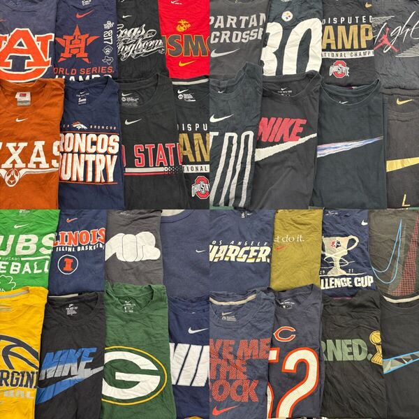 USA古着卸 まとめ売り ①ナイキ Tシャツ 32枚 ベール アソート ロゴ カレッジ NFL MLB ワンポイント NBA M L XL 2XL 3XL
