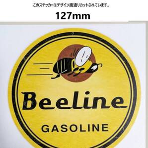 GW18-06 特価 ヴィンテージスタイル Bee Line 黄 オイルステッカー ガソリンステッカー ダメージ加工 レトロ ガレージ デカール