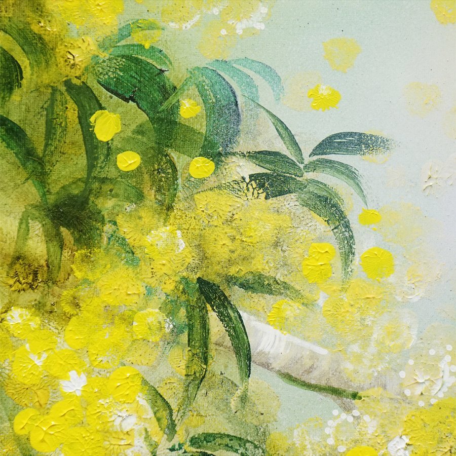 立川広己『ミモザ』3号 油彩 油絵 原画 直筆 静物画 絵画 額装