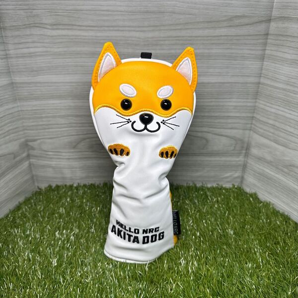 【UT】 ゴルフクラブヘッドカバー 秋田犬黄色 ユーティリティ用