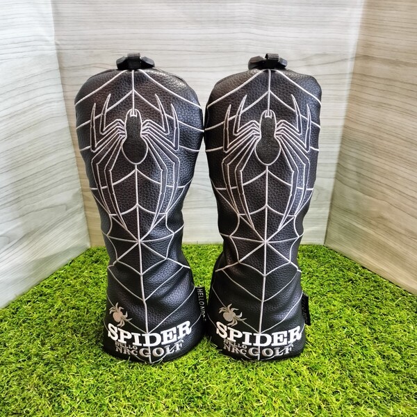 【FW】ゴルフヘッドカバー フェアウェイウッド用2点セット 黒スパイダー