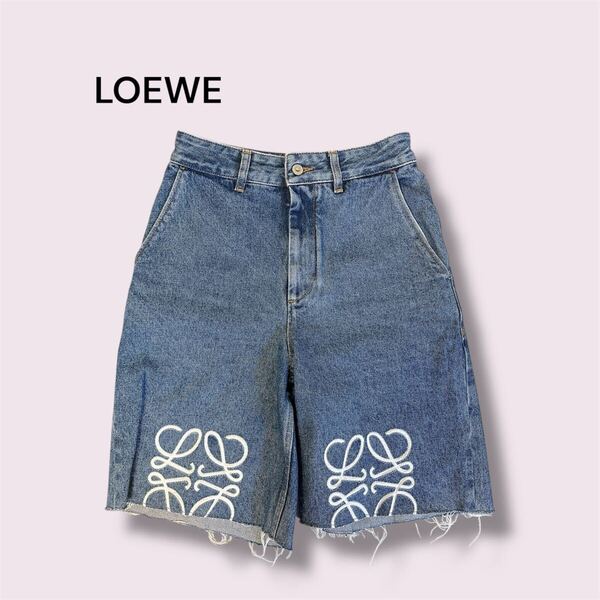 LOEWE ロエベ アナグラムショートデニムパンツ 36 美品 ANAGRAM SHORT JEANS