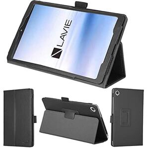 n)wisers LAVIE T8 タブレットケース (ブラック) 8インチ 対応 (タッチペン/保護フィルム 付) サイドマグネット方式 全面保護