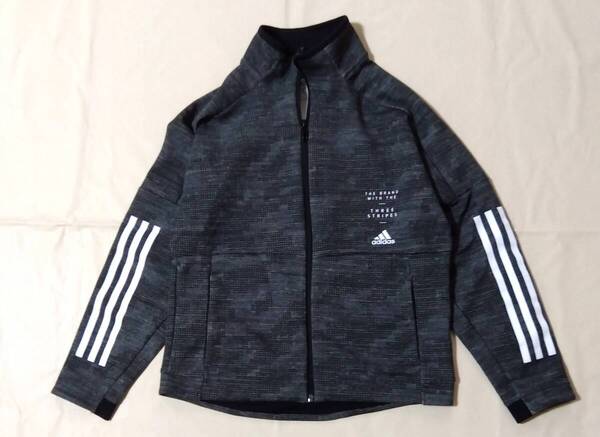 adidas アディダス トラックジャケット 150cm 男の子 ジャージ AEROREADY 上着 ジャケット 黒グレー 7615