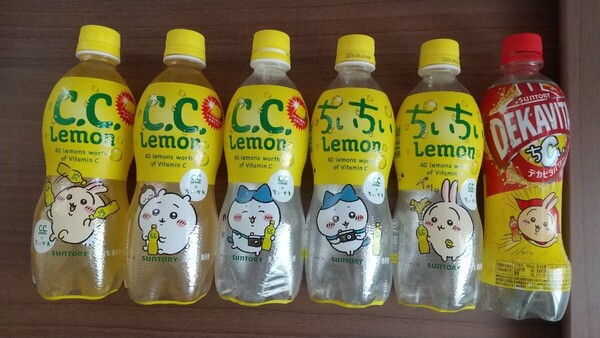 送料込★6本★ちいちいLemon デカビタちい 空ペットボトル サントリー ちいかわコラボ