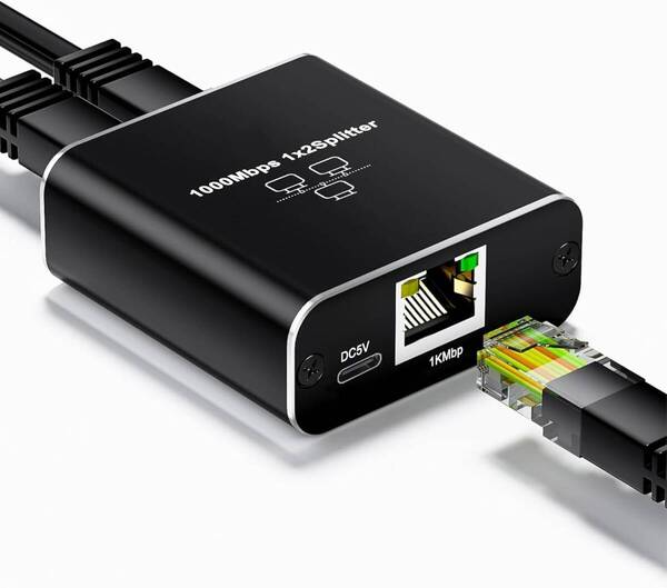 LAN分配器 スイッチングハブ 1入力2出力 高速 1000Mbps LANケーブル分岐 有線LAN スプリッター データー伝送 PS5 PS4 対応 PC 対応