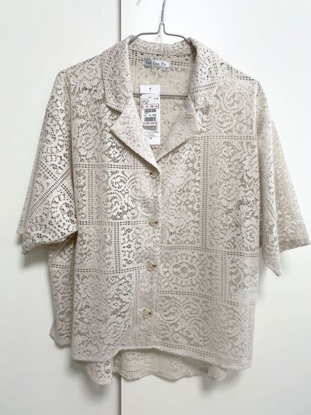 総レース 半袖 シャツ ブラウス レディース M