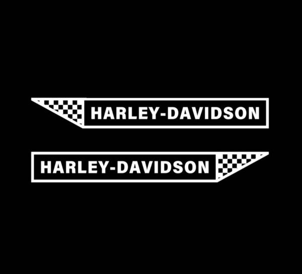 Harley-Davidson チェッカーデカール ホワイト 左右2枚セット ハーレーダビッドソン ステッカー
