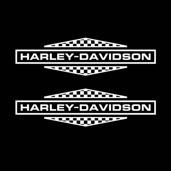 Harley-Davidson チェッカーデカール ホワイト 2枚セット ハーレーダビッドソン ステッカー
