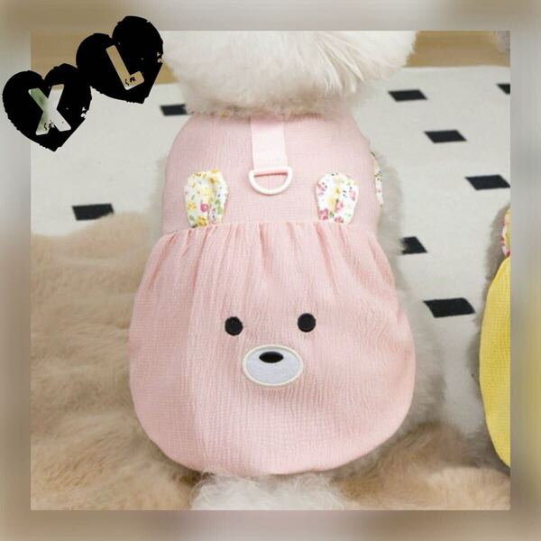 XL テディベア ワンピース (ピンク) 犬服 犬の服 ペット服 小型犬 ペット用品 ドッグウェア バルーンシルエット スカート
