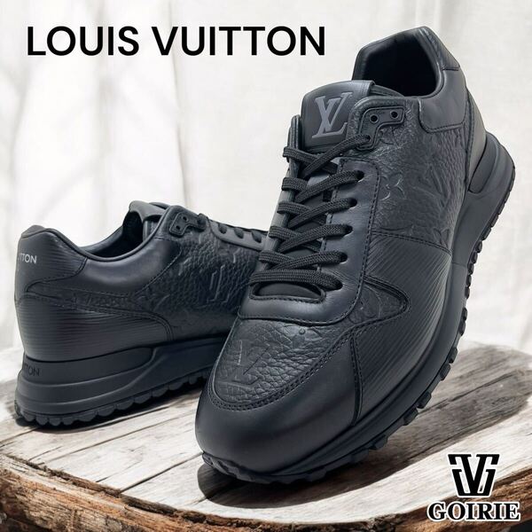 【極美品/入手困難】LOUIS VUITTON ランアウェイライン ローカットスニーカー サイズ6 約25㎝ モノグラム エピレザー 黒 LVロゴ インヒール