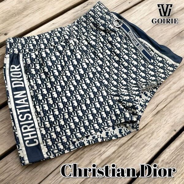 【レア品/美品】Christian Dior クリスチャンディオール ショートパンツ サイズ34 S相当 ディオールオブリーク 23SS イタリア製 紺 白