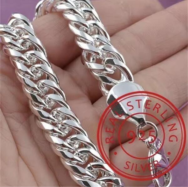 1019★新品未使用★シルバー ブレスレット 925 刻印有 バングル 騎兵 チェーン メンズ レディース アクセサリー シンプル silver