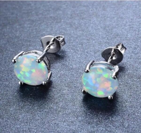 3577★新品未使用★レディース シルバー ピアス s925 オパールAAA アクセサリー ジュエリー シンプル イヤリング かわいい 女性