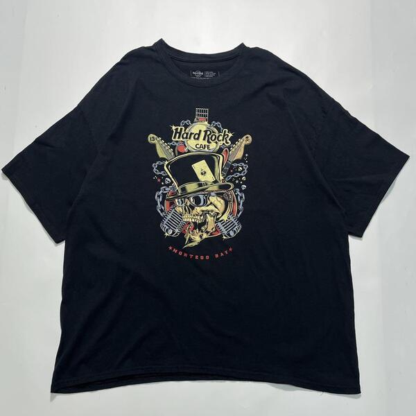 Hard Rock CAFE ハードロックカフェ Tシャツ 3XL相当 黒 ブラック スカルプリント ビッグサイズ HTK6537
