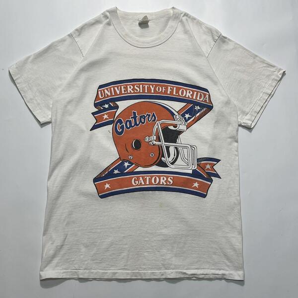 90s USA製 アメリカ製 ビンテージTシャツ L アイボリー フロリダ大学 Gators カレッジ HTK6555