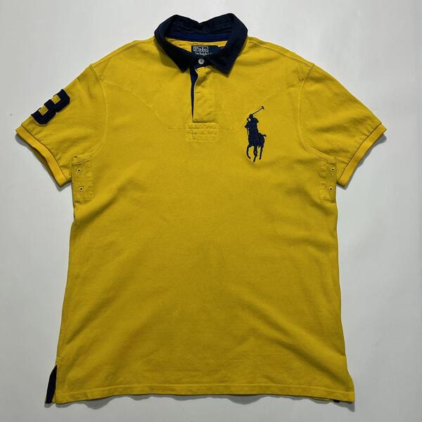 Polo by Ralph Lauren ラルフローレン 半袖ラガーシャツ L マスタード ビッグポニー刺繍 ポロシャツ HTK6599